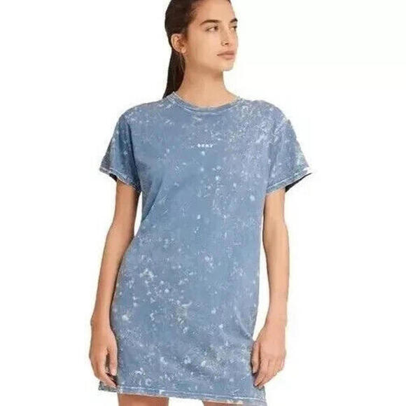 New Women's DKNY Sport Cotton Washed Logo T-Shirt Dress, Size: XS - Picture 1 of 2